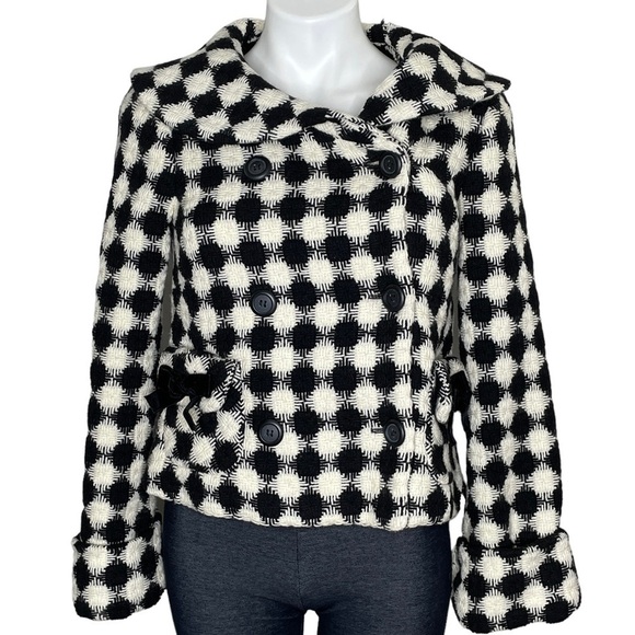 Anthropologie Elevenses checkered pea coat size 4 - Picture 2 of 7